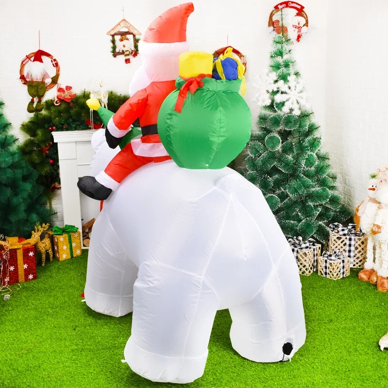 Inflatable Santa Claus Riding Polar Bear 2M Christmas Inflatable Toy Doll Indoor Outdoor Garden Ornament Xmas Decoration 5