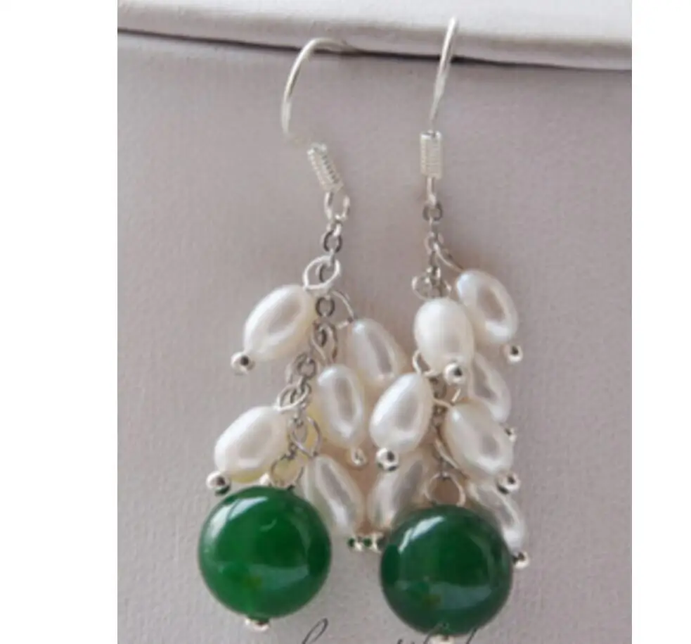 

WOW 10mm green white pearl Grapes Shaped Earring- Silver Hook