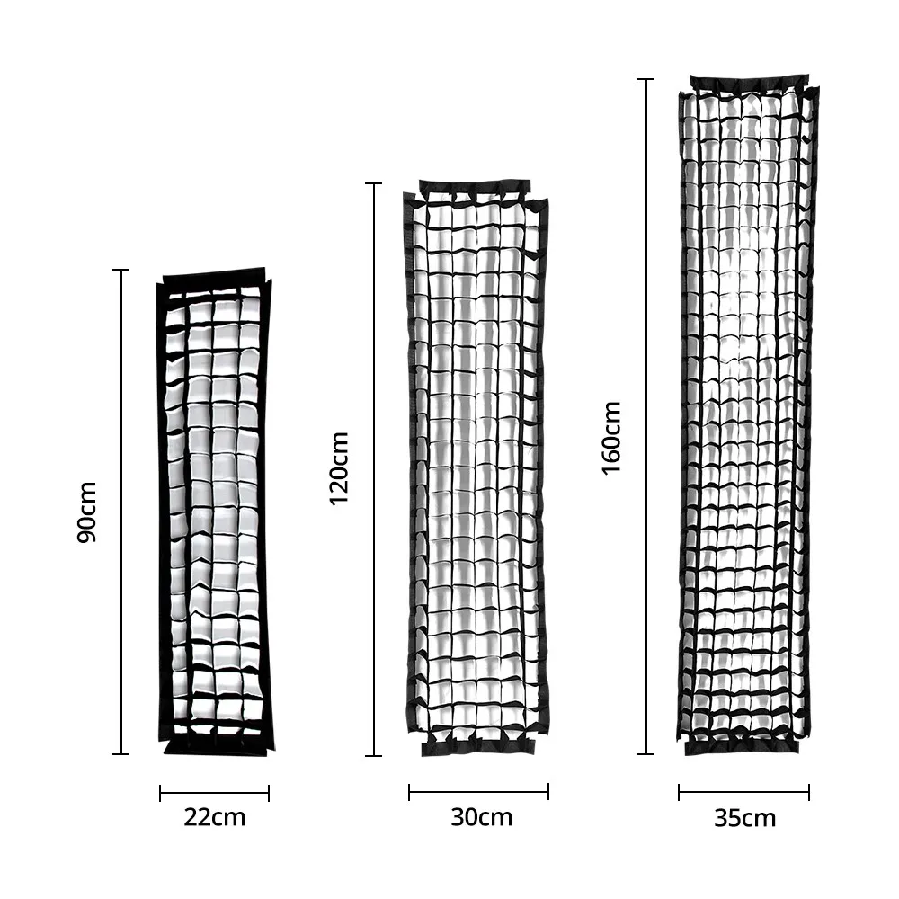 22x90cm 9"x 35" 30x120cm 12"x47" 35x160cm 14"x63" Rectangle Strip Softbox Honeycomb Grid (Does not include softbox) photography softbox bowens mount softbox portable softbox