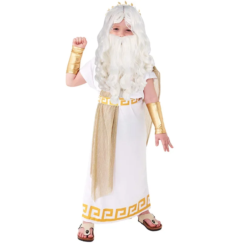Umorden Ancient Greek Myth Gods Zeus Costume Kids Cosplay Costume For Child Kids Boys Halloween Purim Book Week Fancy Dress