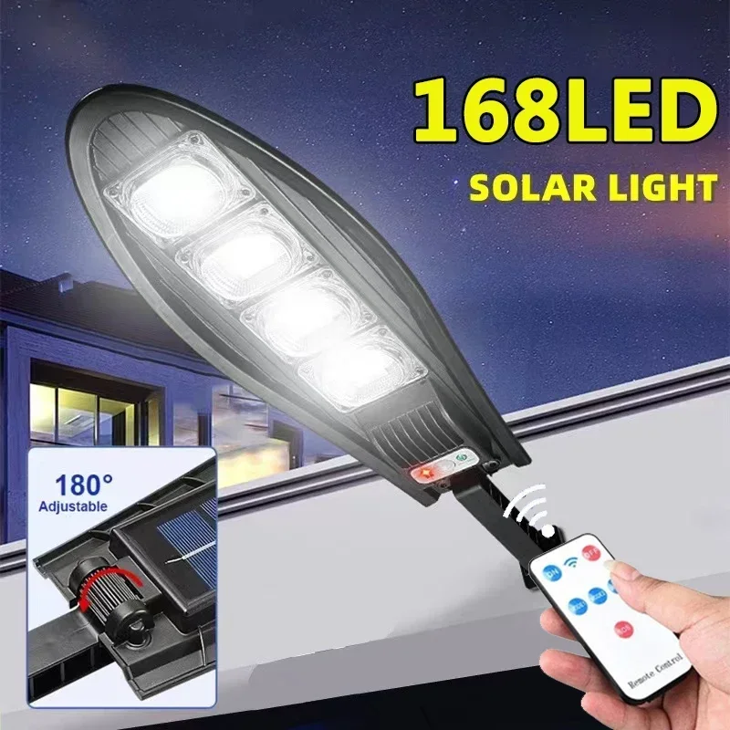 

Solar Street Lights Outdoor, Solar Lamp with 3 Light Mode Remote Control Waterproof Motion Sensor Lighting for Garden Patio Path