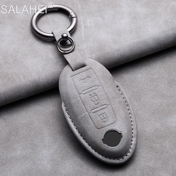 Leather Car Key Case Cover Shell Fob For Nissan Qashqai X-Trail T31 T32 Juke J10 J11 Tiida Altima Pathfinder Kicks For Infiniti