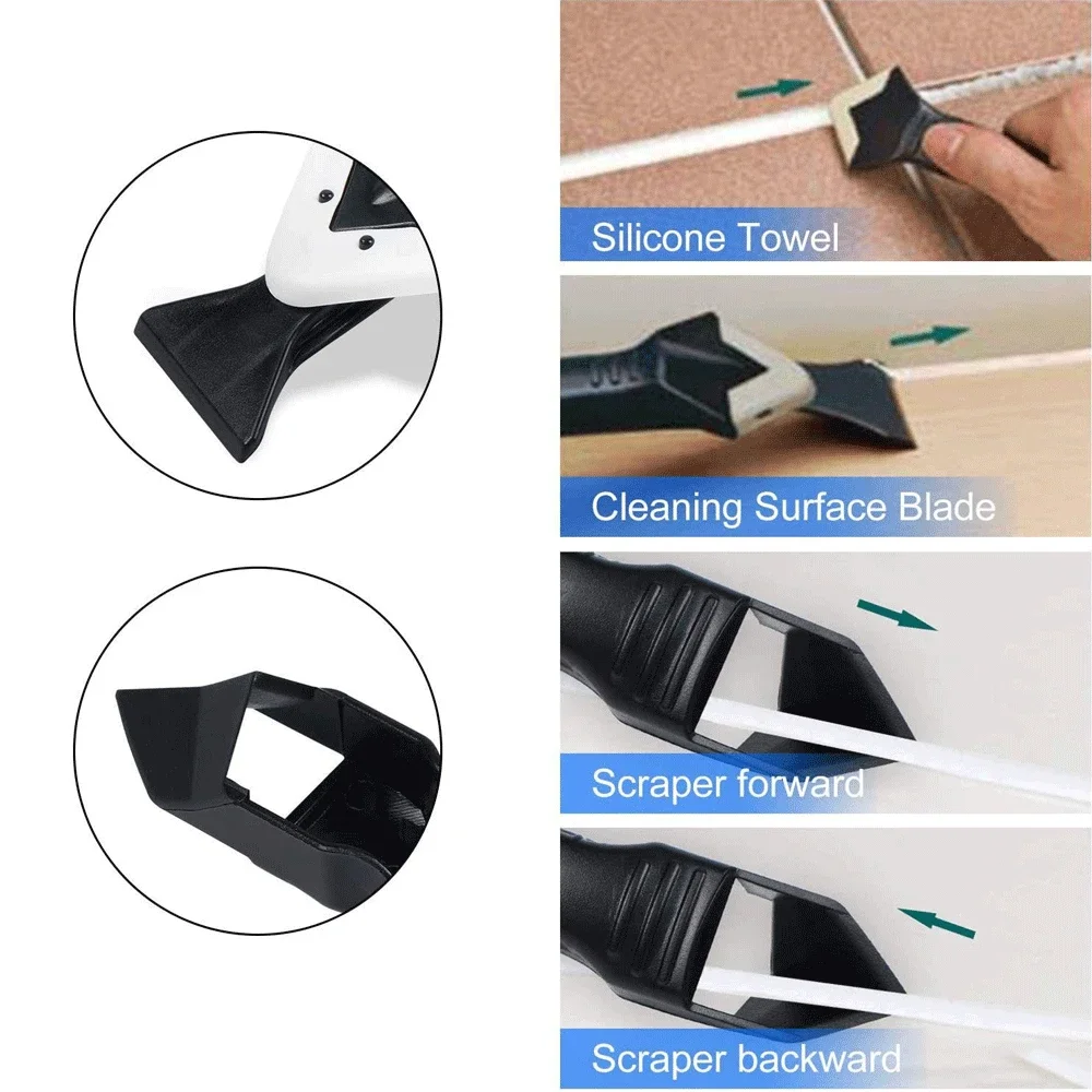 Silicone Scraper 5in1 Silicone Scraper Remover Caulk Finisher Sealant Nozzle Scraper Sets Multifunctional Grout Remover Spatula Caulking Tool