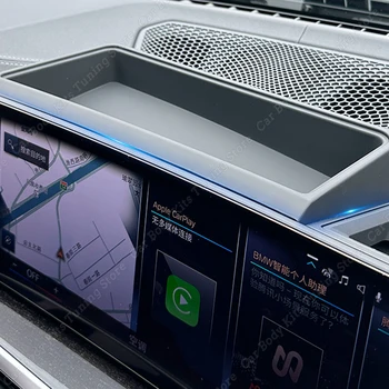 블랙 자동차 인테리어 센터 콘솔 내비게이션 스크린 보관함 트림 장식, BMW 3 시리즈 G20 페이스리프트 2022 2023
