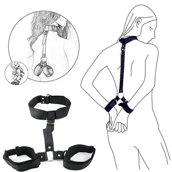 Adult Games Erotic Sex Toys For Woman Couples Slave Neck Handcuffs Nylon BDSM Bondage Restraints Collar Fetish Sex Products Gags 3