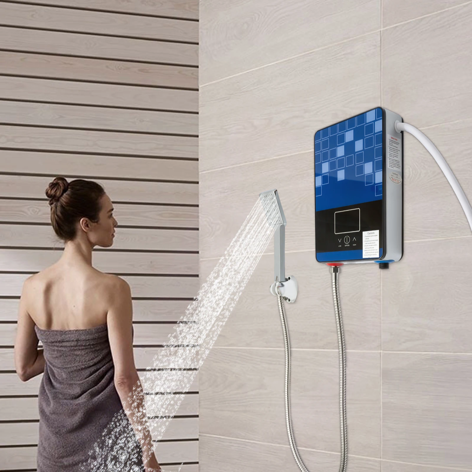 Tankless Electric Hot Water Heater 4500W 110V Instant Water Heater On Demand Bath Shower LED Screen Display for Bathroom