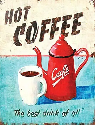 

Hot Coffee Best Drink Metal Sign 8x12 Inch Tin Signs Decorative Signs & Plaques