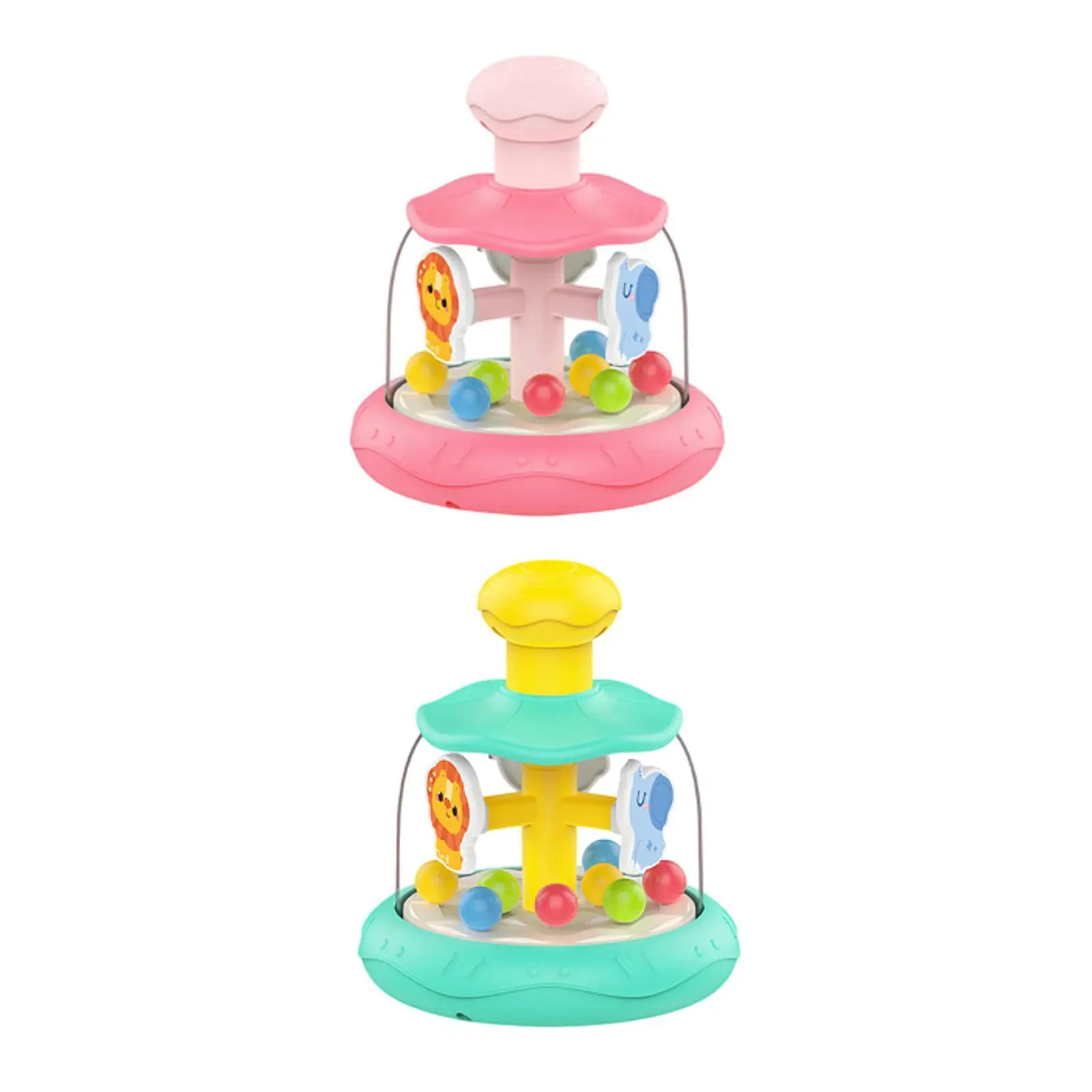 Baby Press Spinning Toy Rotating Jumping Ball Animal Motor Skills Learning Toy for Age 6 Months+ Toddlers Baby Girls Boys Infant