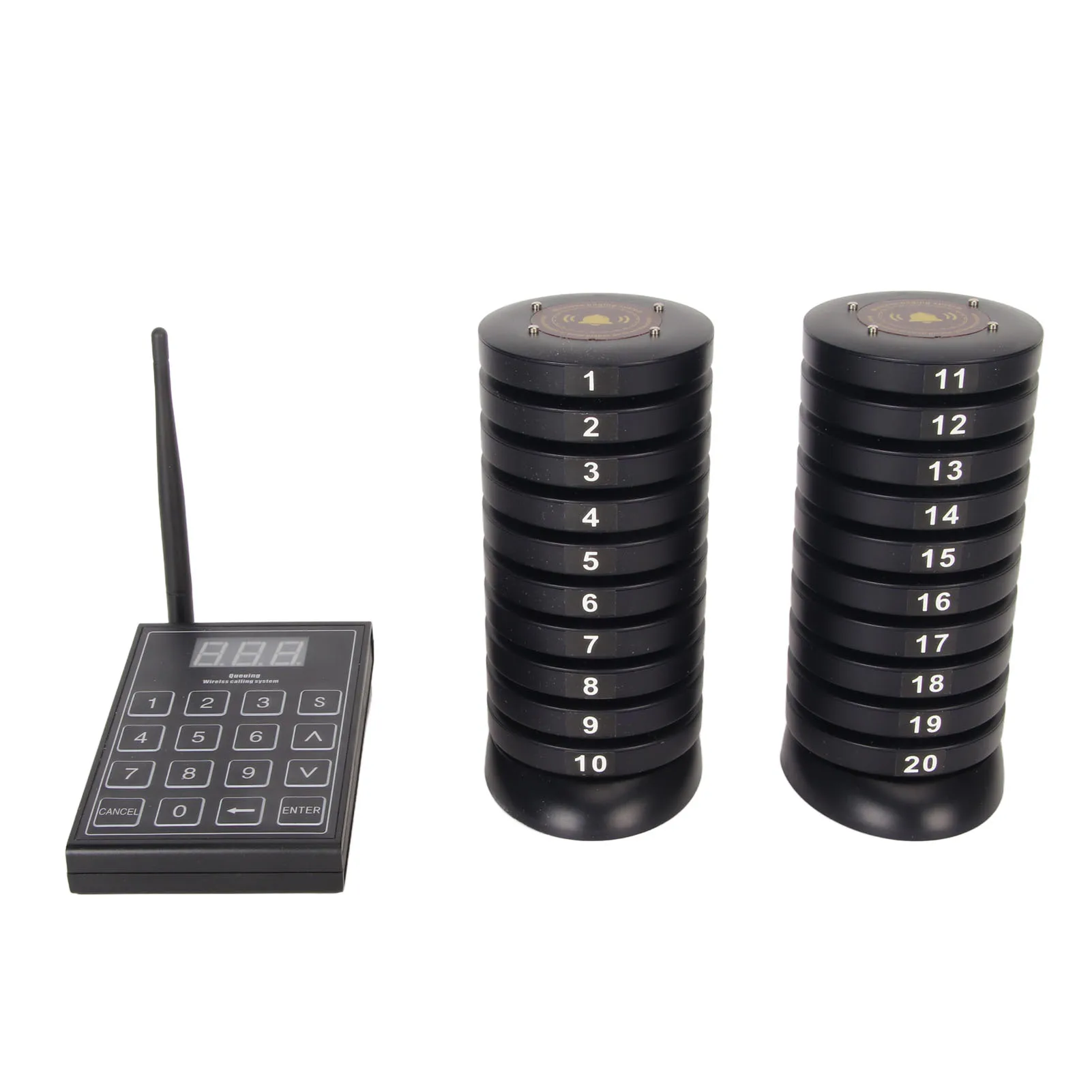 SU-680S Restaurant Pager Wireless Guest Long Range Paging System with Transmitter and 20 Pagers for Restaurant Hospital Hotel