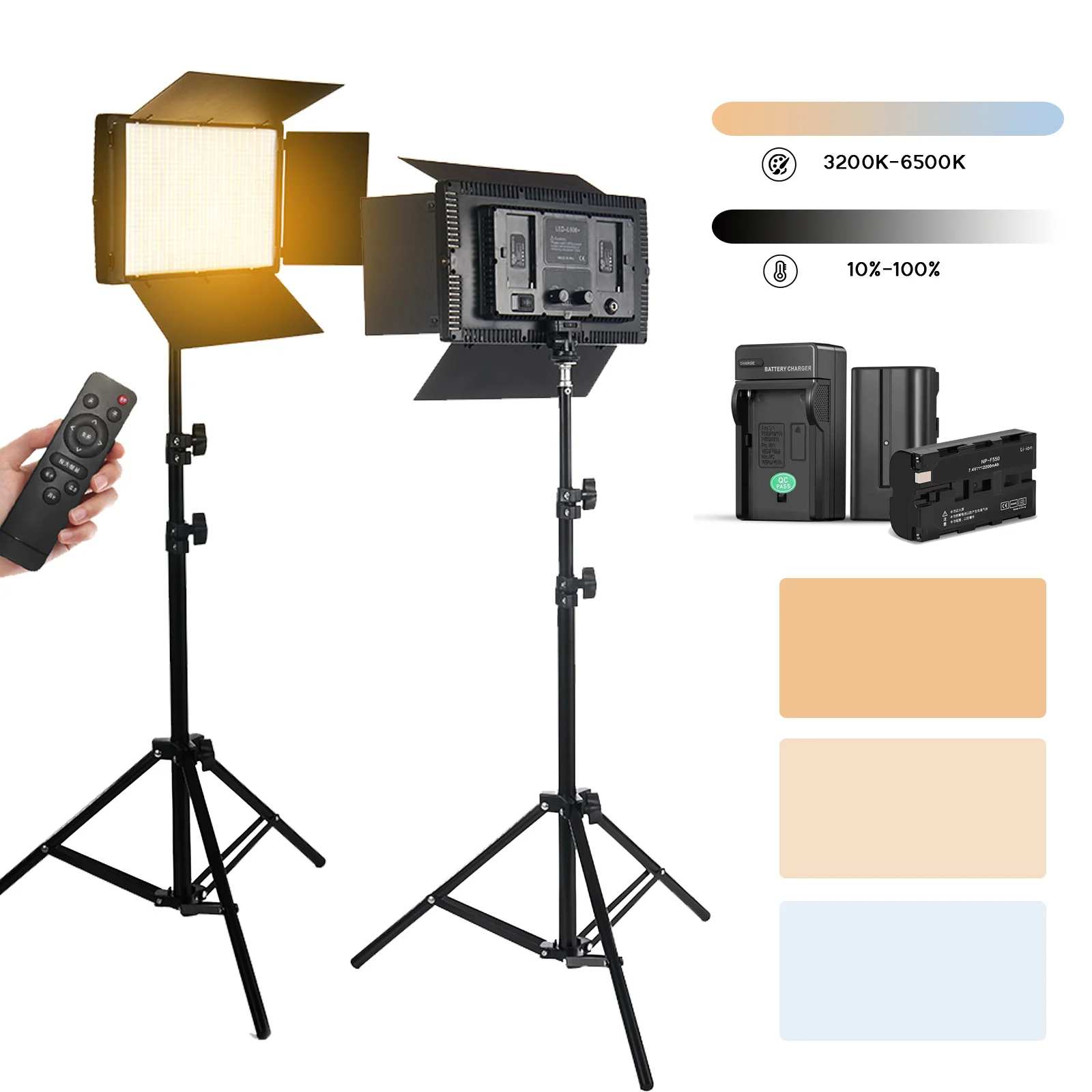 50W LED Photo Studio Light For Youbute Game Live Video Lighting Portable Recording Photography Panel Lamp With Tripod Battery