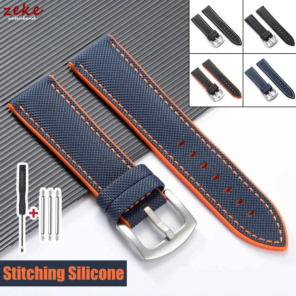 Premium Silicone Waterproof Watch Band with Metal Buckle - Breathable Soft Rubber Strap Replacement