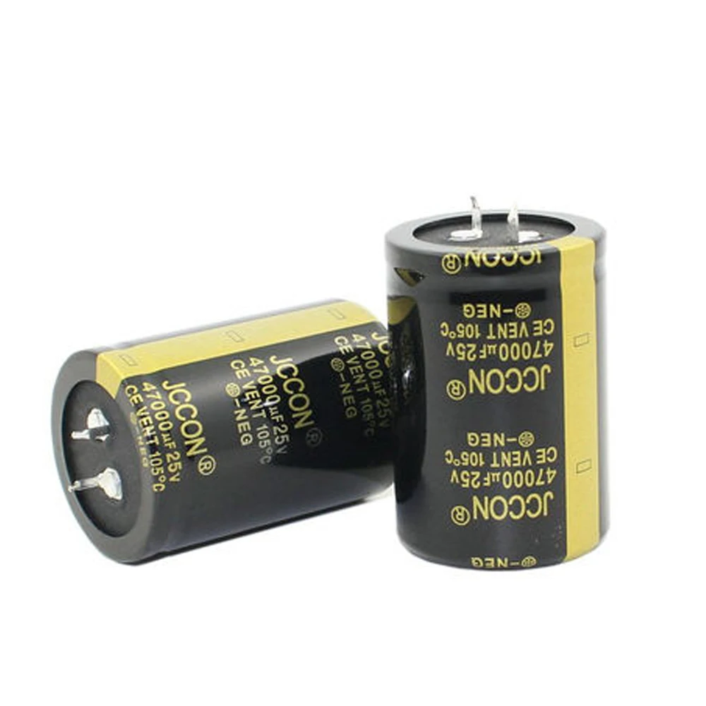 

2pcs 47000uf 25V JCCON Black Gold Bullhorn Aluminum Electrolytic Capacitors 35x50MM
