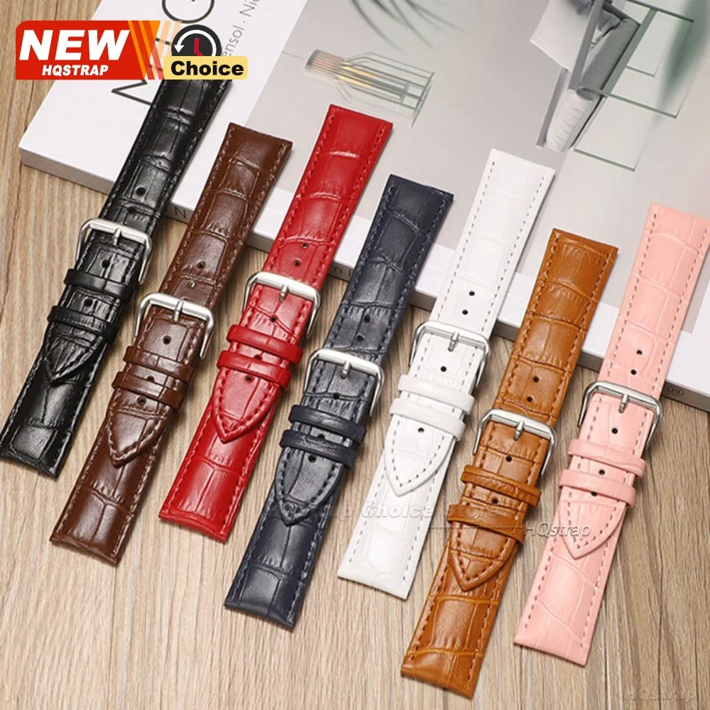 Universal Calfskin Leather Watch Strap with Gold Clasp & Adjustment Tool - Premium Wristband