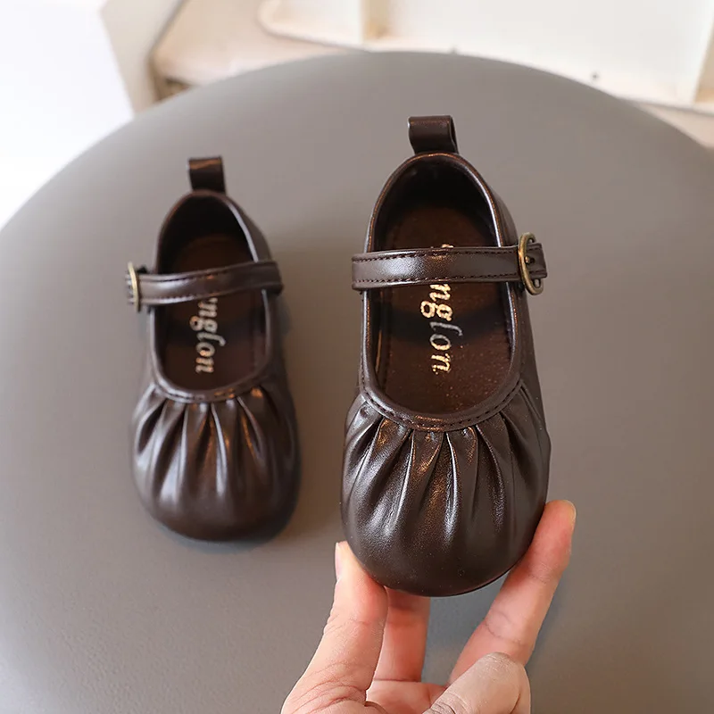 Leather Shoes Mary Jane Shoes Girls Flats Spring Autumn Children&rsquo;s Leather Shoes Breathable Girls&rsquo; Flat Shoes Causal Simple Style Versatile Non-slip Kids Mary Jane