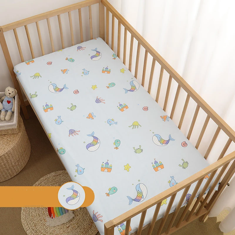 

Ins Style Kindergarten Cotton Breathable Fitted Sheet Children's Room Decor Bedding Baby Cartoon Printed Pattern Fitted Sheet