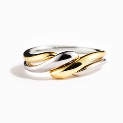 Huitan Trendy Two - Tone Twist Women's Ring - Modern Fashion Metal Jewelry Accessory - 8 (T0456)