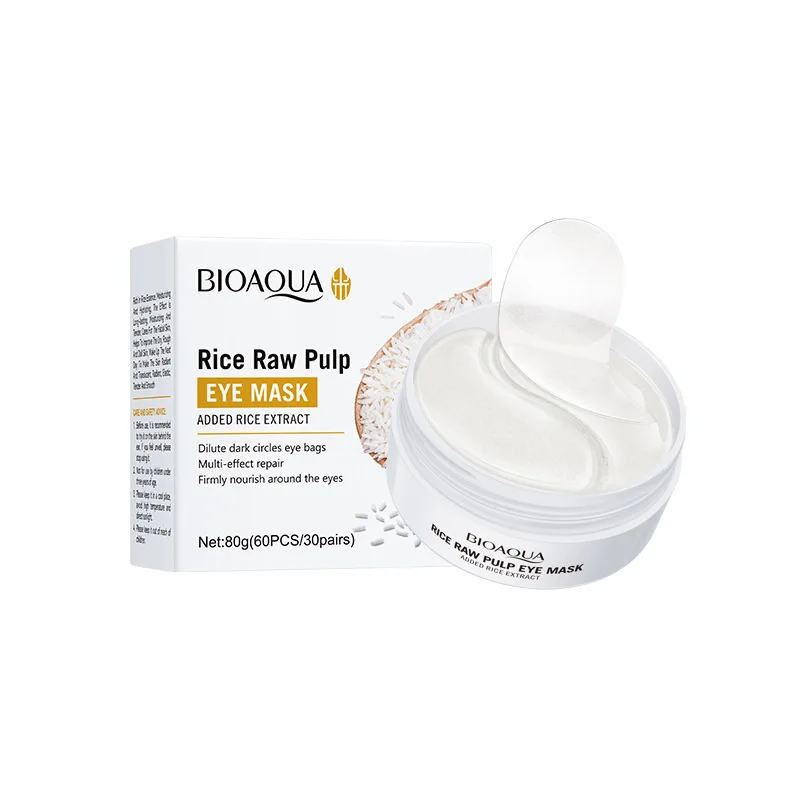 60pcs BIOAQUA White Rice Collagen Eye Mask Anti Dark Circles Eyes Bags Remover Firming Moisturizing Eye Patches Skin Care
