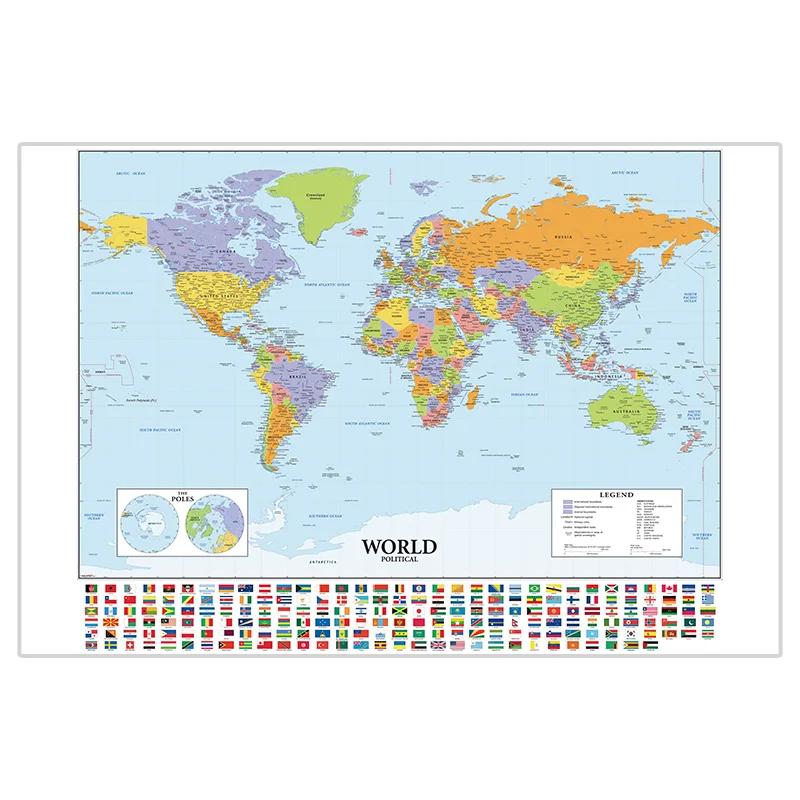 150x225cm In English World Map Large Poster Non-woven Fabric Canvas Painting Wall Hanging Poster Study Supplies Home Decor world map poster