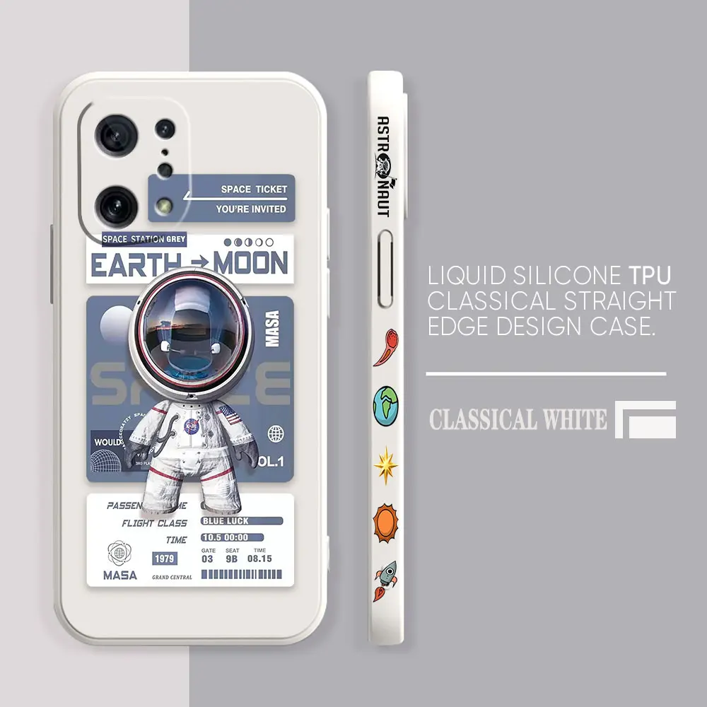 thumbnail image 1 of Funda para OPPO FIND X6 X3 REALME X7 X50 RENO 2 4Z 4 6 Lite 5Z 5F 4G 5G PRO Funda de silicona líquida divertido astronauta paseo espacial, 1 of 5
