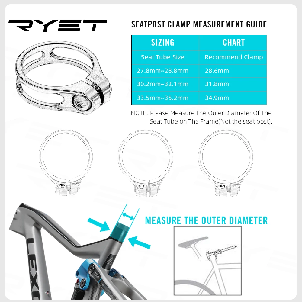 Bike Seatpost Clamp CNC Aluminum Alloy Cycling Saddle Seat Post Clamp for 27.2/30.8/31.6mm Bik Seatpost Lock Parts