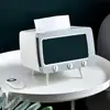 New TV Tissue Box Organizer With Mobile Phone Holder Desktop Paper Holder Dispenser Creative Tissue Canister Storage Napkin Case 5