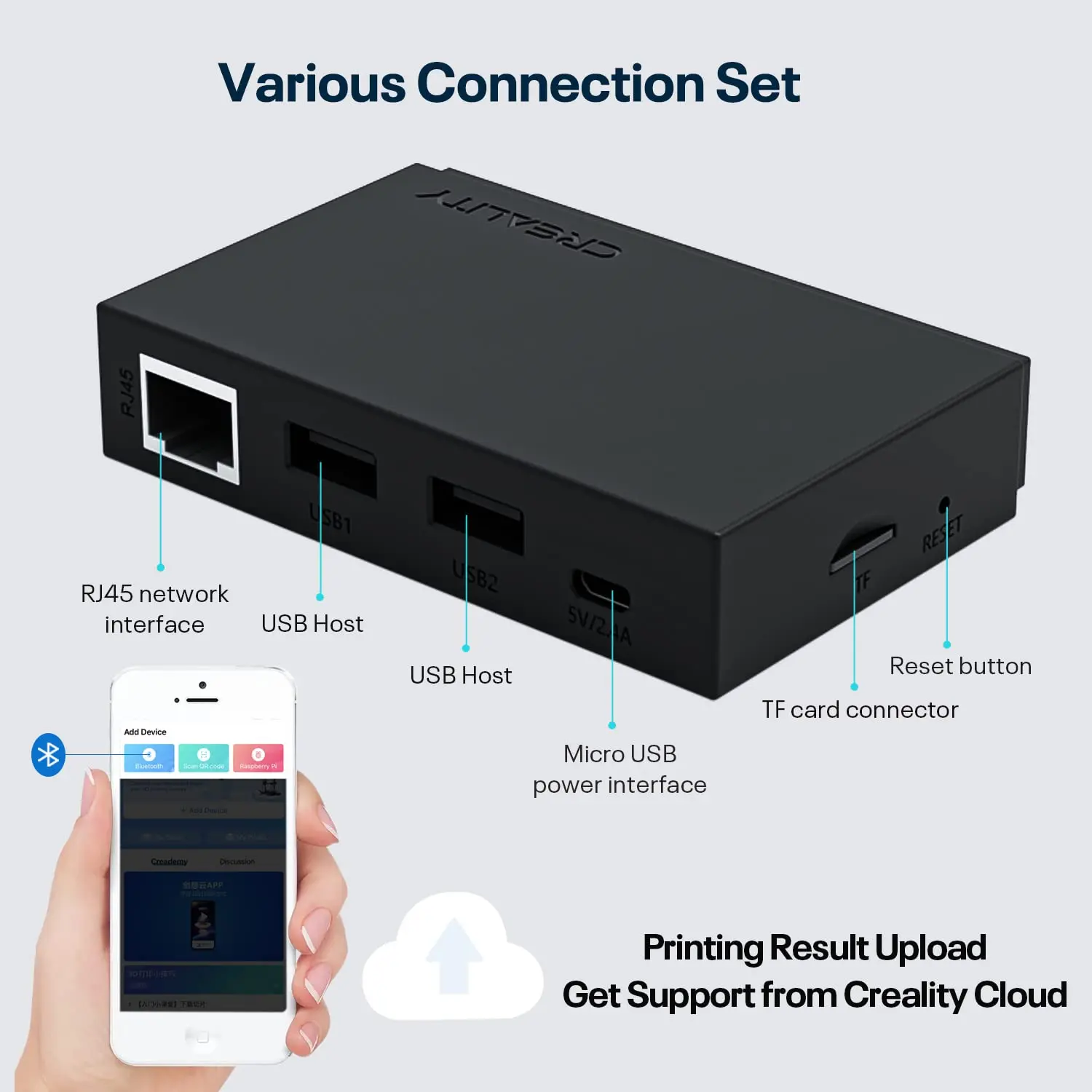 CREALITY 3D 스마트 키트 카메라 원격 제어 와이파이 박스, Ender-3 3Pro Ender-5 Ender 3 V2 CR-10 3D 프린터 부품용, 8G TF 카드 포함