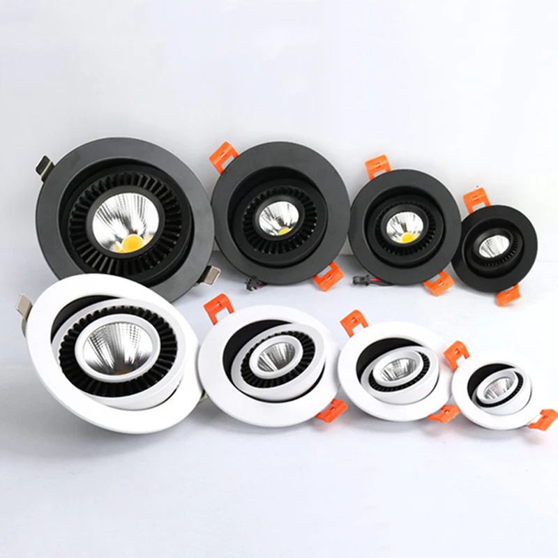 Dimmable Circular Spot 360&deg; Angle Adjustable LED Embedded COB Downlight 9W 12W 15W Ceiling Light AC110V-220V Background Focus led downlight,recessed ceiling spotlight,ceiling lamps