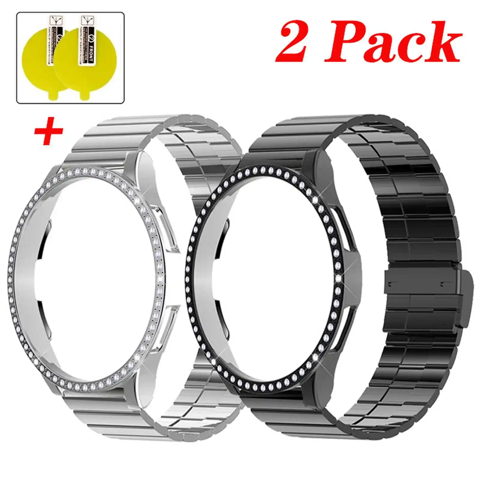 Per Samsung Galaxy Watch 6 5 4 40Mm 44Mm Cinturino + Custodia Protettiva Con Diamanti Per Galaxy Watch 6 40Mm 44Mm Accessori Bracciale