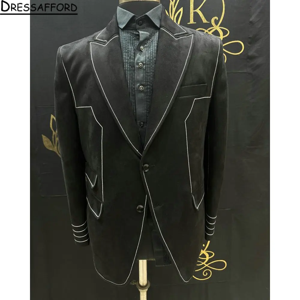 

Black Simple Elegant Men Suits Groom Wedding Tuxedos 2 Pieces Sets Dinner Prom Blazers Terno Masculino Completo