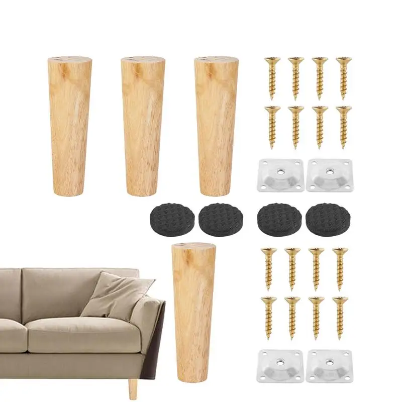 

Wooden Furniture Legs Sofa Replacement Wooden Leg Set Of 4 Solid Wood Turned Spindle Bun Feet With Screw Mounting Plate For