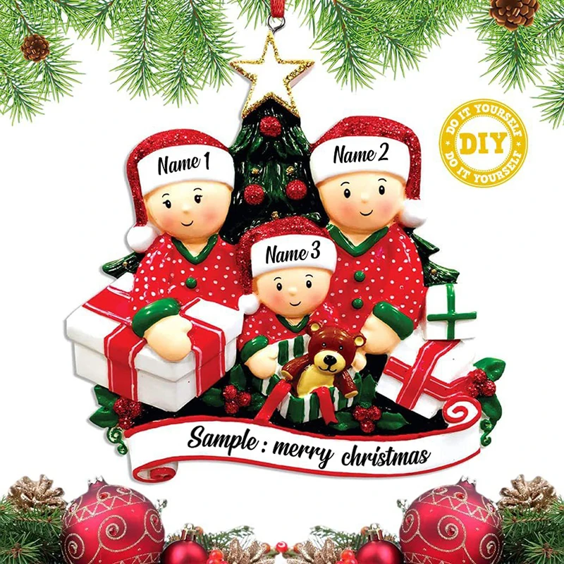 Christmas Pendant DIY Personal Family Christmas Decorations For Home 2D Acrylic Christmas Tree Hanging Ornament New Year 2026
