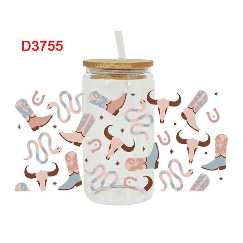 UV DTF Cowboy Cowgirl Western Style Prints Sticker For 16oz Libbey Glasses Wraps Bottles Cup Can DIY Waterproof D3141 Dtf Transfer Sticker