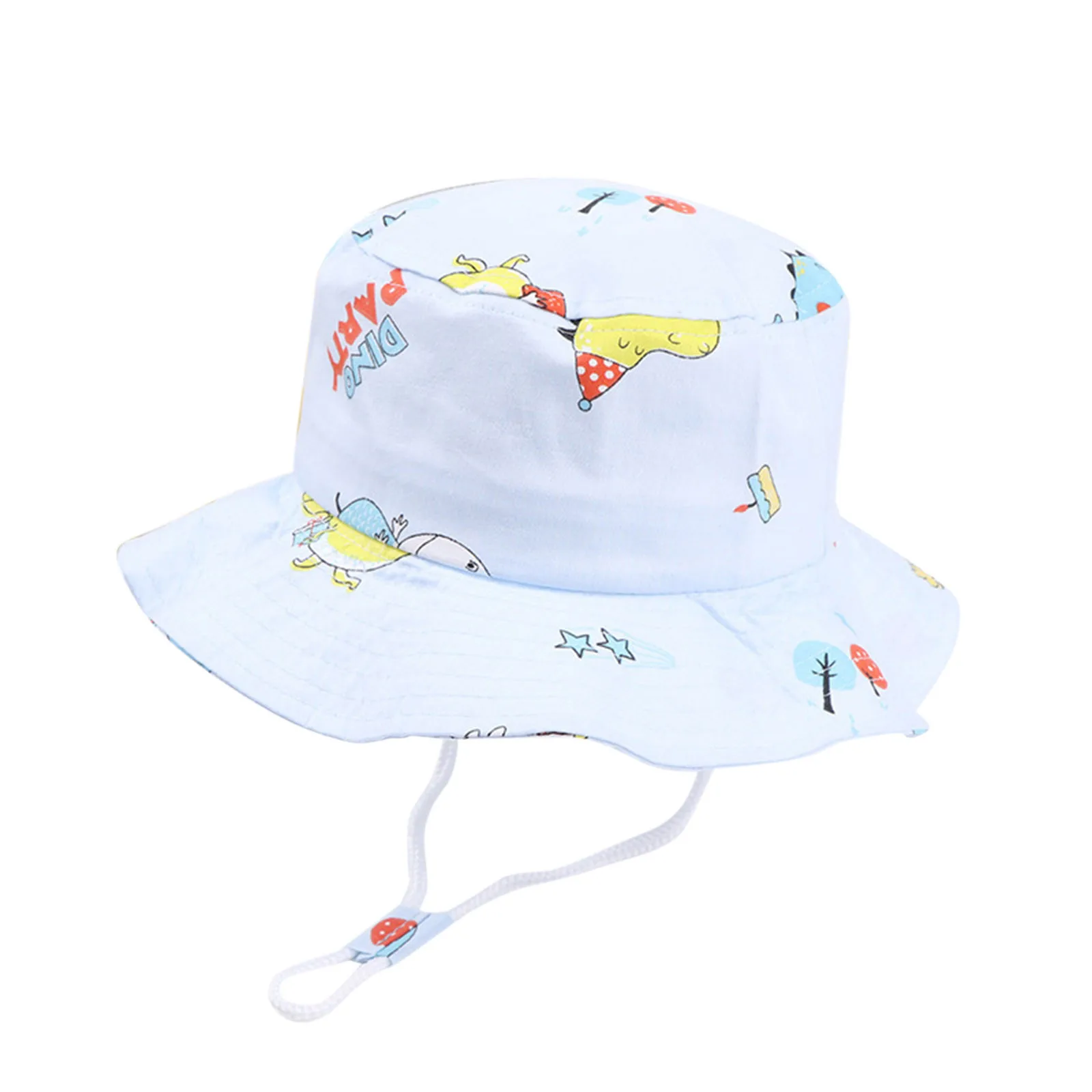 Kids Baby Sun Hat Cartoon Adjustable Chin Strap Sun Protection Hats Summer Spring Hat Cute Cartoon Outdoor Beach Bucket Cap