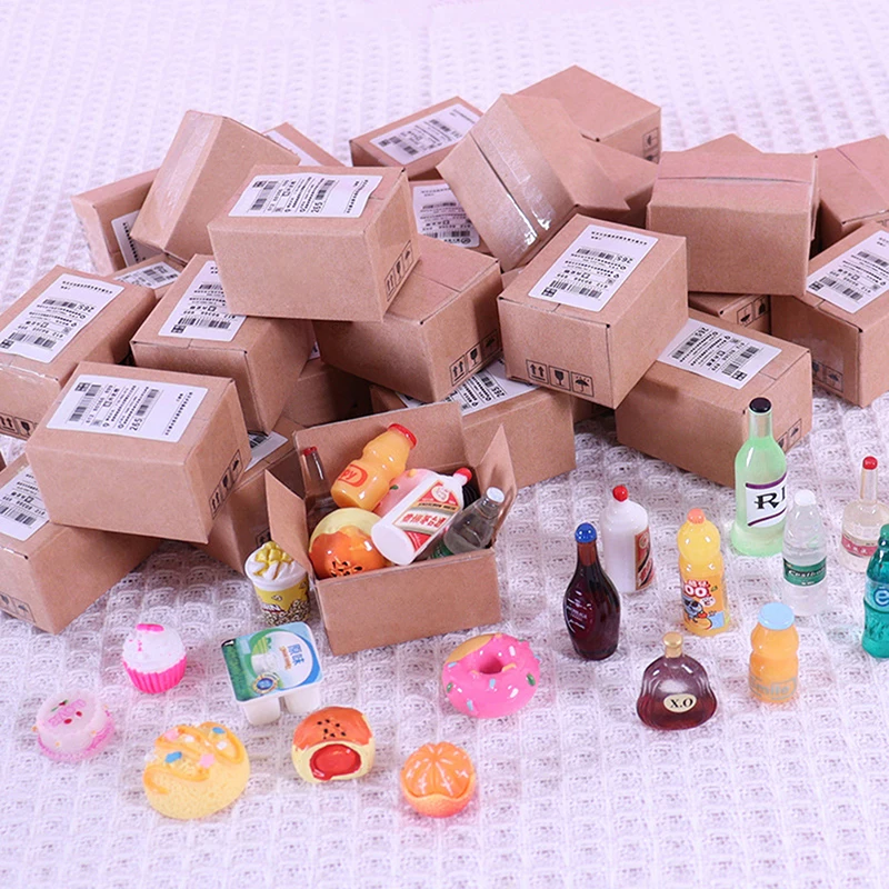 Miniature Simulation Express Small Parcel Lucky Surprise Blind Box Prize Bag Commissary Toys Small Gifts 2 Bottles + 2 Foods