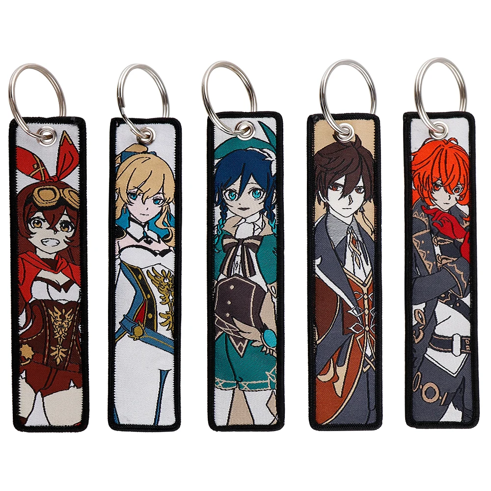 

Anime Genshin Impact Jet Tag Embroidery Key Tag Key Holders for Cars Motorcycles Backpacks Decorative Keyrings Fans Gifts 1PCS