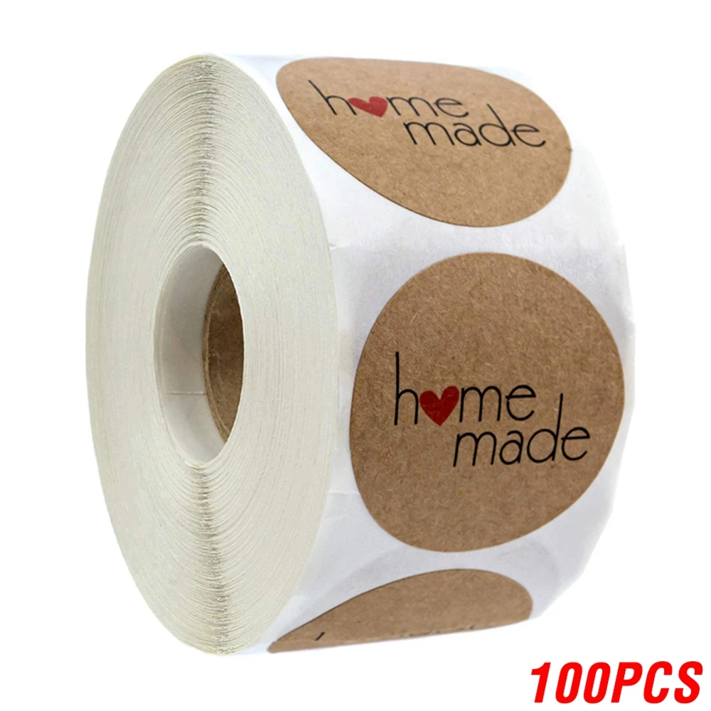 50-500pcs kraft paper homemade with love stickers scrapbooking for envelope and package seal labels sticker stationery handmade 