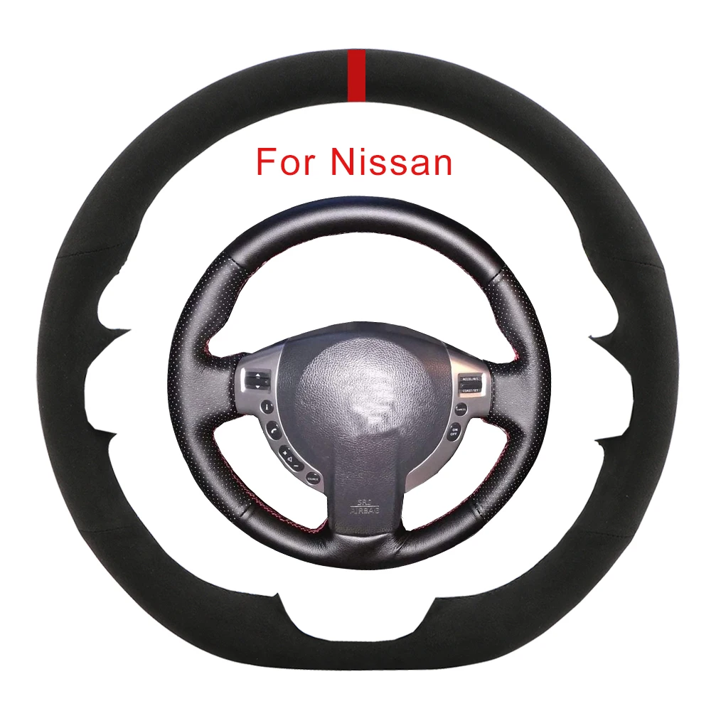 Angepasst Original Auto Lenkrad Abdeckung Für Nissan QASHQAI X-Trail Nissan NV200 Rogue Weiche Hand Nähen Wildleder Lenkung wrap