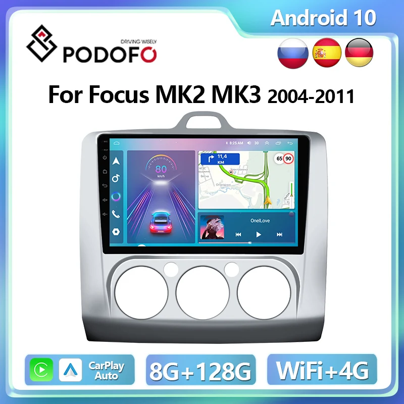

Автомагнитола Podofo 4G CarPlay Android для Ford Focus 2 MK2 MK3 2004-2011 Автомобильный мультимедийный плеер 2din GPS стерео головное устройство IPS Авторадио
