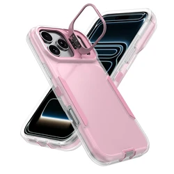 Enhanced Shockproof Camera Stand Case with Lens Protection and Durable Hard Plastic TPU Cover - iPhone 11 (Pink miqi)