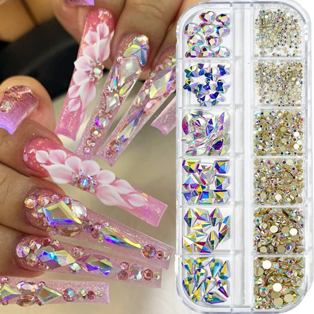 100Pcs Crystals AB Nail Rhinestones Glass Nail Gems And Rhinestones For  Nails Art Decorations Sparkle Flatback Rhinestones - AliExpress