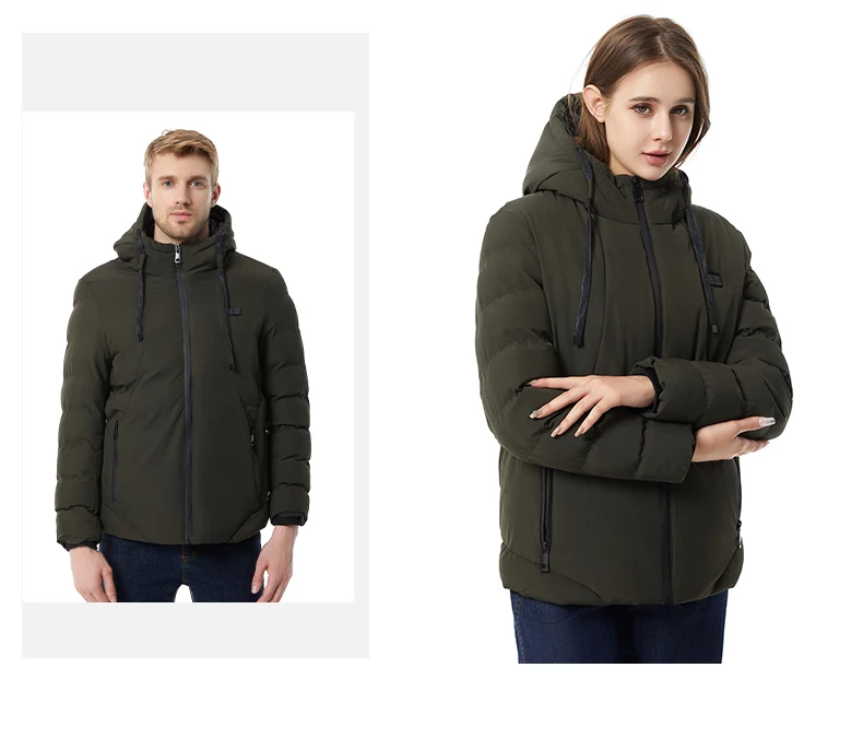 15 Area Heated Hooded Jacket Male Warm Heated Jacket Female Winter Outdoor Sport Warm Hooded Coat (Not Included The Power Bank)