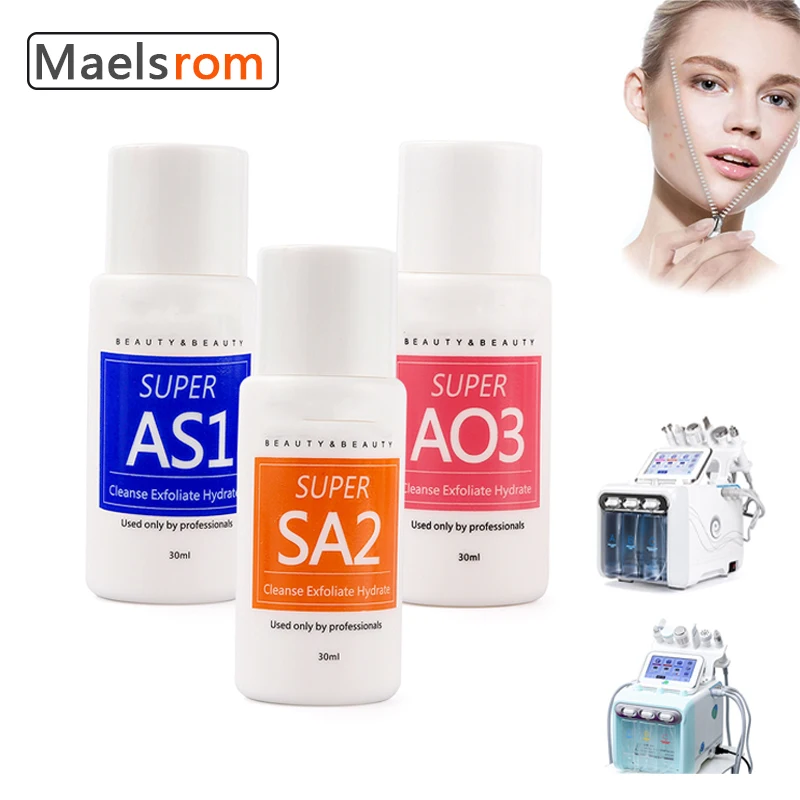 AS1 SA2 AO3 30ml High Concentrated Solution Liquid For  Dermabrasion Beauty Machine Kit of 3 Serums Skin Deep Cleaning Skin Care hydrafacial skincare face serum hydro facial aqua peel solution 400ml as1 sa2 ao3 for hydrafacial machine skin deep cleaning