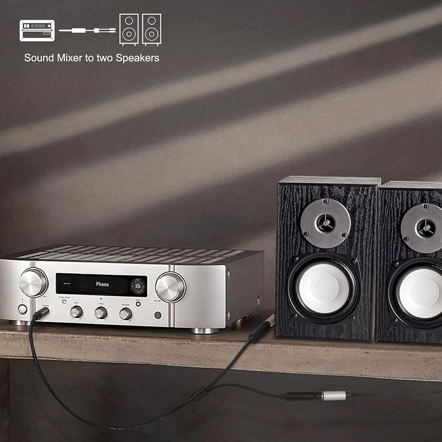 6,35 Mm Maschio A Doppio 3,5 Mm Femmina 3 Poli TRS 1/4" A 1/8" Adattatore Audio Convertitore Y Splitter Cavo 20 Cm - Foto 5