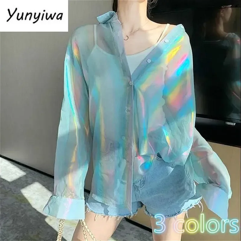 

Блузка женская Солнцезащитная фиолетовая, стильная популярная универсальная базовая рубашка в стиле Харадзюку, с длинным рукавом, в стиле Ins, на лето