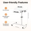 Laptop Desk Stand 360° Adjustable Tilting Overbed Table with Wheels Mobile Laptop Table Foldable Rolling Bedside Desk 60*40cm