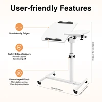 Feriales Mobiler Laptop-Tisch 360° Neigbar – Höhenverstellbarer Beistelltisch mit Rollen & Faltfunktion – Notebookständer für Bett & Sofa Weiß 1