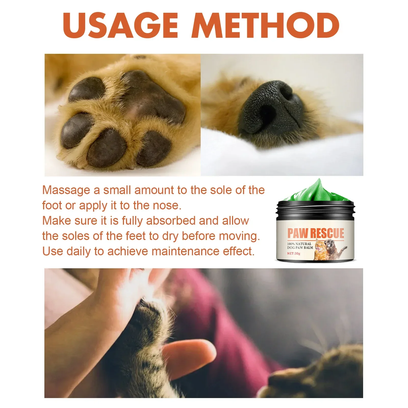 Pet Paw Cream Dog Cat Paw Cleaner Kitten Foot Washer Foot Cleaning Protection Moisturizer Pet Supplies Dry Healthy Care Balm 30g