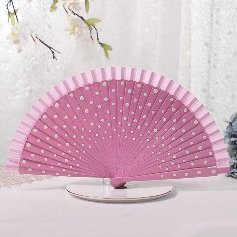 Flamenco Spanish Vintage Hand Fan Wedding Dance Dots Pattern Folding Fan Elegant Handheld Dancing Performances folding fan hand fan