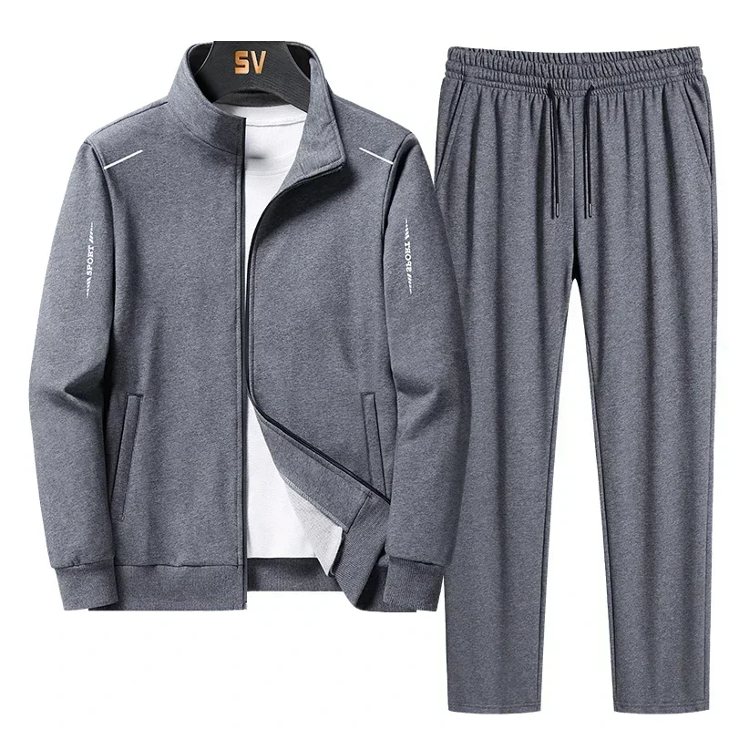 Male Tracksuit Jacket Men Set Large Size 6XL 7XL 8XL Fashion New  Autumn Winter Homme Suit Sweatshirt Sweatpants Men's Set 5