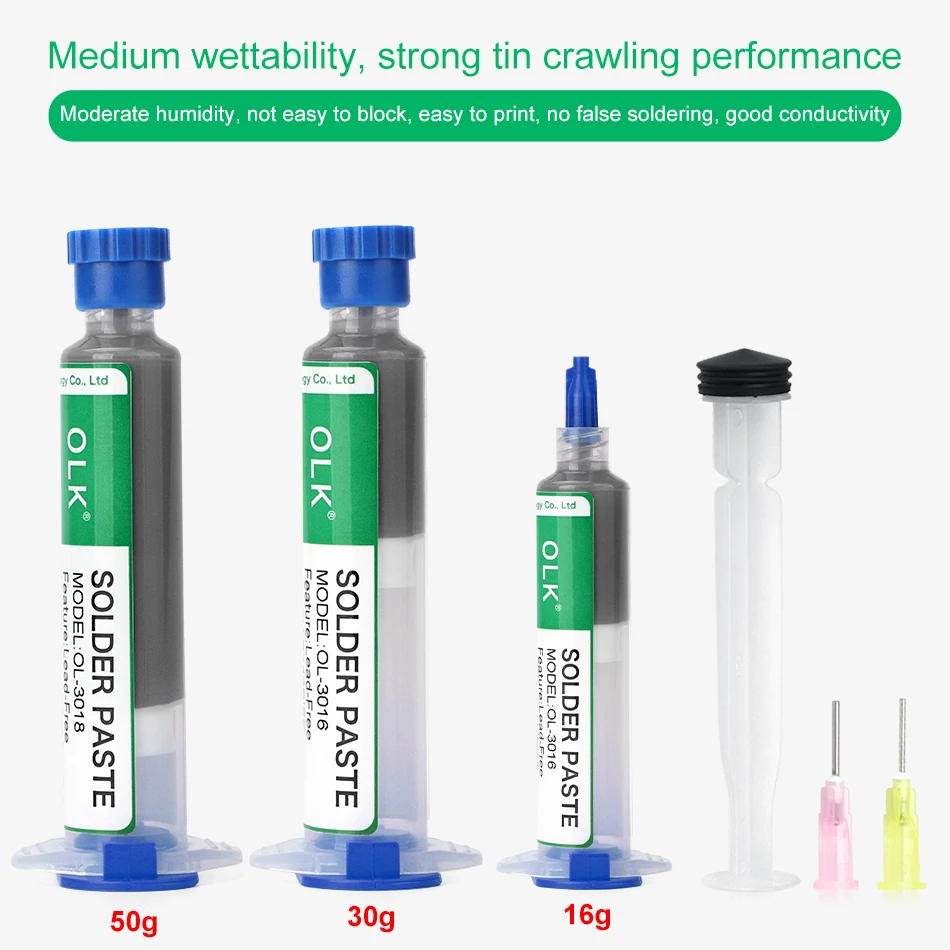 OLK SMD lead-free, high, medium low temperature solder paste BGA PCB phone repair welding tin implant tin paste 138℃